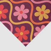 Retro Kleurrijke Bloemen op Ogee Pattern Tissuepapier (Detail)