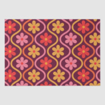 Retro Kleurrijke Bloemen op  Ogee Pattern