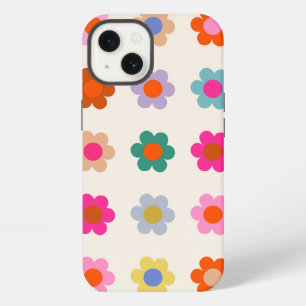 Retro Kleurrijke Bloemige Preppy Abstracte Bloemen iPhone 13 Hoesje