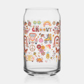 Retro kleurrijke boho bloemen groovy bloemenontwer blikvorm glas (Voorkant)