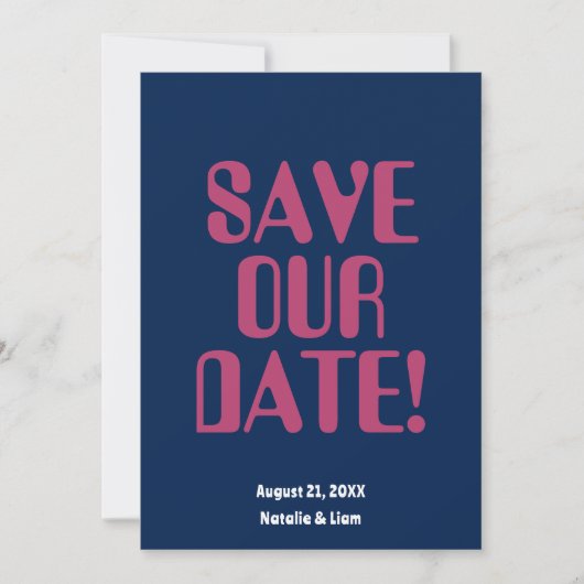 Retro Kleurrijke Bold 70s Unieke Groovy Bruiloft Save The Date (Voorkant)