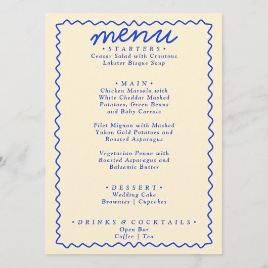 Retro Kleurrijke Bright Funky Modern Lijst Bruilof Menu (Voorkant)