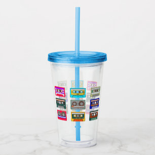 Retro Kleurrijke Cassettes 80's Nostalgie Acryl Drinkbeker