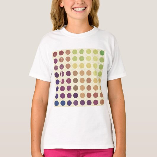 Retro Kleurrijke Cirkels Meisjes T-shirt (Voorkant)