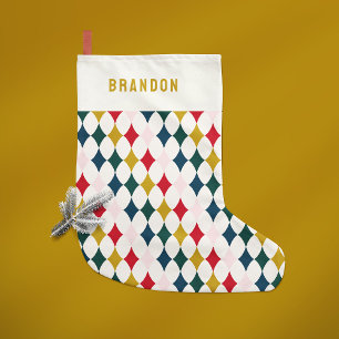 Retro  kleurrijke diamant eenvoudig kleine kerstsok