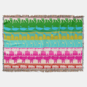 Retro kleurrijke dieren Modern Stripes Patroon #6 Deken