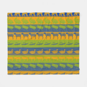 Retro kleurrijke dieren Moderne strepen patroon #7 Fleece Deken