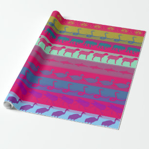 Retro kleurrijke dieren Moderne strepen patroon #8 Cadeaupapier