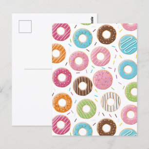 Retro Kleurrijke Donut Patroon Minimalistische Pre Briefkaart