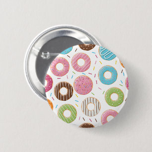Retro Kleurrijke Donut Patroon Minimalistische Pre Ronde Button 5,7 Cm