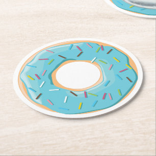 Retro Kleurrijke Donut Patroon Minimalistische Pre Ronde Kartonnen Onderzetter