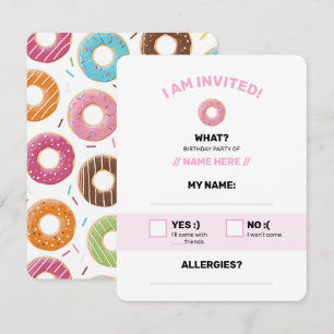 Retro Kleurrijke Donut Patroon Minimalistische Pre RSVP Kaartje