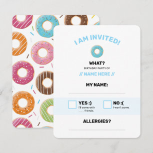 Retro Kleurrijke Donut Patroon Minimalistische Pre RSVP Kaartje