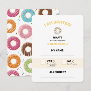 Retro Kleurrijke Donut Patroon Minimalistische Pre RSVP Kaartje