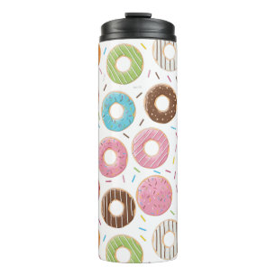 Retro Kleurrijke Donut Patroon Minimalistische Pre Thermosbeker