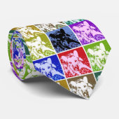 Retro Kleurrijke Duitse Herder Hond Pop Kunst Stropdas (Opgerold)