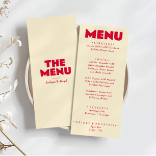 Retro Kleurrijke Fel Funky Moderne Trouwdag  Menu