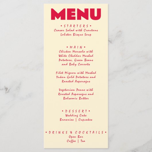 Retro Kleurrijke Fel Funky Moderne Trouwdag  Menu (Voorkant)