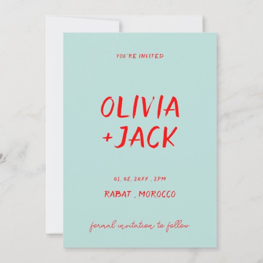 Retro Kleurrijke Fel Funky Unieke Moderne Trouw Save The Date (Achterkant)