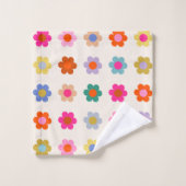 Retro Kleurrijke Floral Preppy Abstract Flowers Bad Handdoek (Wasdoekje)