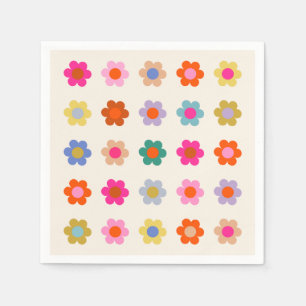 Retro Kleurrijke Floral Preppy Abstract Flowers Servet