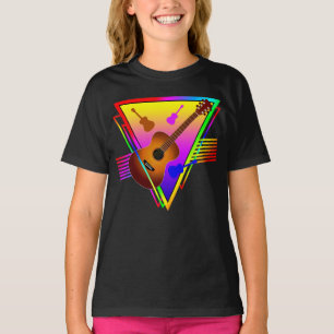 Retro Kleurrijke Gitaar T-shirt