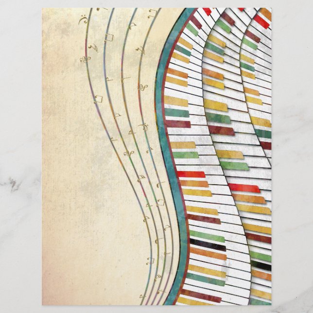 Retro kleurrijke golvende piano (Voorkant)