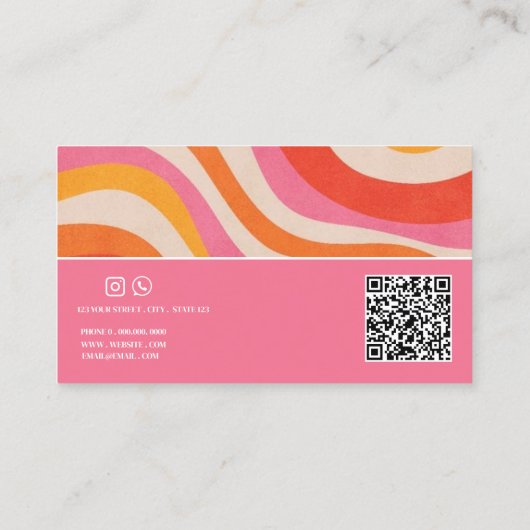 Retro kleurrijke Groovy Funky QR Code Visitekaartj Visitekaartje (Achterkant)