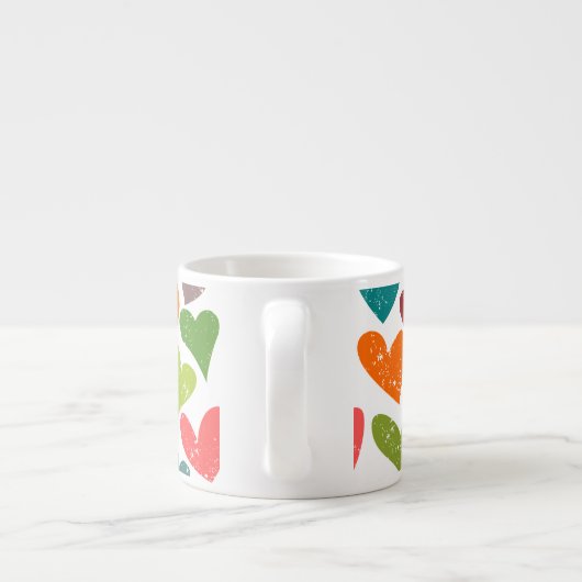 Retro Kleurrijke Groovy Valentijn Hearts Pattern Espresso Kop (Achterkant)