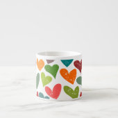 Retro Kleurrijke Groovy Valentijn Hearts Pattern Espresso Kop (Voorkant)