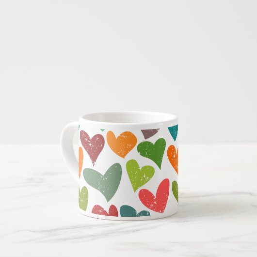 Retro Kleurrijke Groovy Valentijn Hearts Pattern Espresso Kop (Voorkant links)