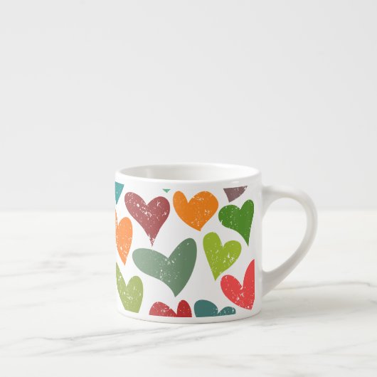 Retro Kleurrijke Groovy Valentijn Hearts Pattern Espresso Kop (Rechts)