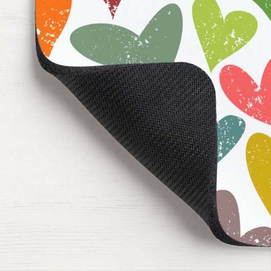 Retro Kleurrijke Groovy Valentijn Hearts Pattern Muismat (Hoek)