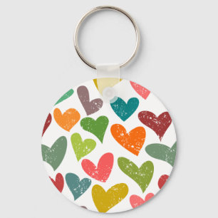 Retro Kleurrijke Groovy Valentijn Hearts Pattern Sleutelhanger
