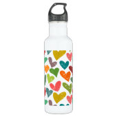 Retro Kleurrijke Groovy Valentijn Hearts Pattern Waterfles (Voorkant)