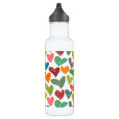 Retro Kleurrijke Groovy Valentijn Hearts Pattern Waterfles (Rechts)