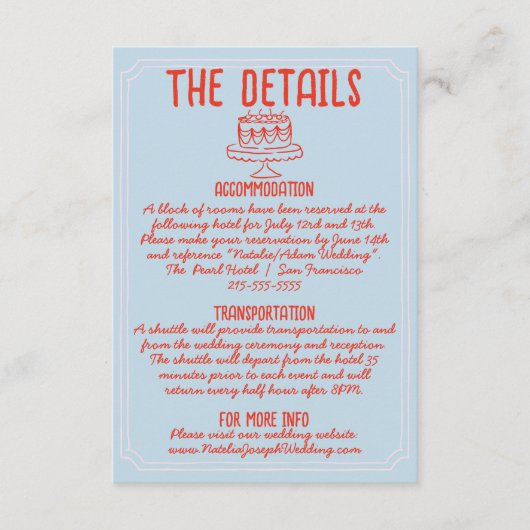 Retro Kleurrijke Hand getrokken eigenzinnige bruil Informatiekaartje (Voorkant)