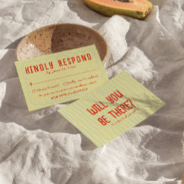 Retro Kleurrijke Hand Getrokken Geschreven Unieke  RSVP Kaartje