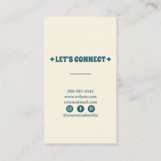 Retro Kleurrijke Hand getrokken Groovy Floral Tren Visitekaartje (Achterkant)