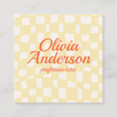 Retro Kleurrijke Hand Getrokken Groovy Schattige Vierkante Visitekaartje (Voorkant)