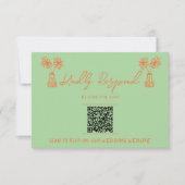 Retro Kleurrijke Hand Getrokken Heldere QR Code Br RSVP Kaartje (Voorkant)