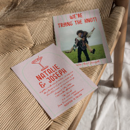 Retro Kleurrijke Hand Getrokken Martini Fotobruilo Kaart