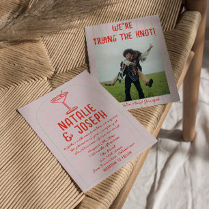 Retro Kleurrijke Hand Getrokken Martini Fotobruilo Kaart