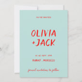 Retro Kleurrijke Helder Funky Unieke Moderne Trouw Save The Date (Achterkant)