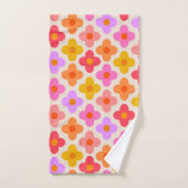Retro Kleurrijke Hippie Mod Bloemen Patroon Bad Handdoek (Handdoek)