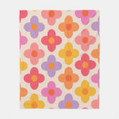 Retro Kleurrijke Hippie Mod Bloemen Patroon Fleece Deken (Voorkant)