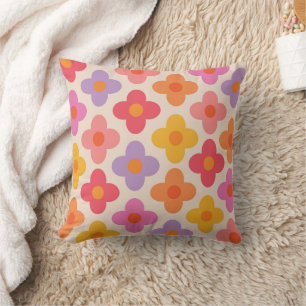 Retro Kleurrijke Hippie Mod Bloemen Patroon Kussen