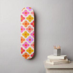 Retro Kleurrijke Hippie Mod Bloemen Patroon Skateboard