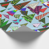Retro kleurrijke kerstbomen cadeaupapier (Hoek)