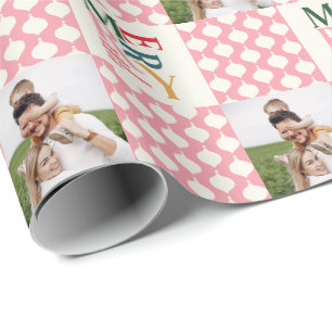 Retro kleurrijke kerstfoto cadeaupapier